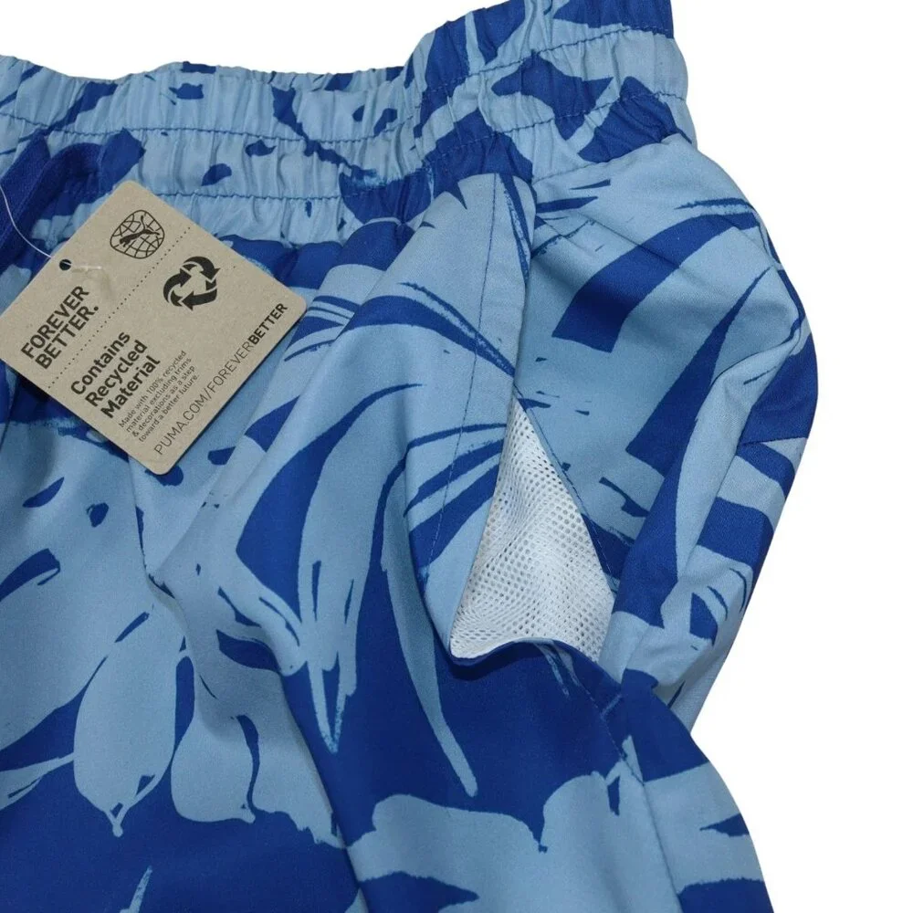 Puma Cobalt Glaze Men's Mesh Lined Drawstring Swim Trunks W/Logo NWT Black M